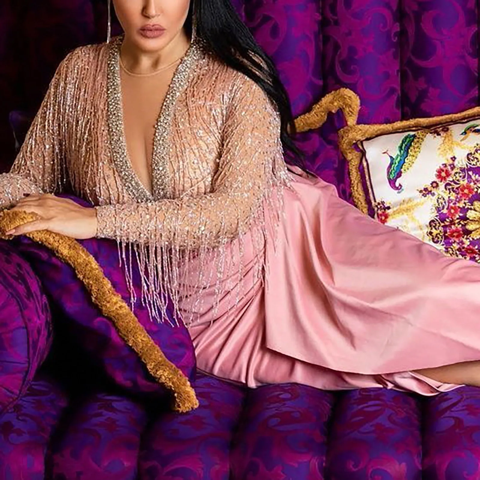 Женское коктейльное платье с бронзовыми кисточками вечерние платья для