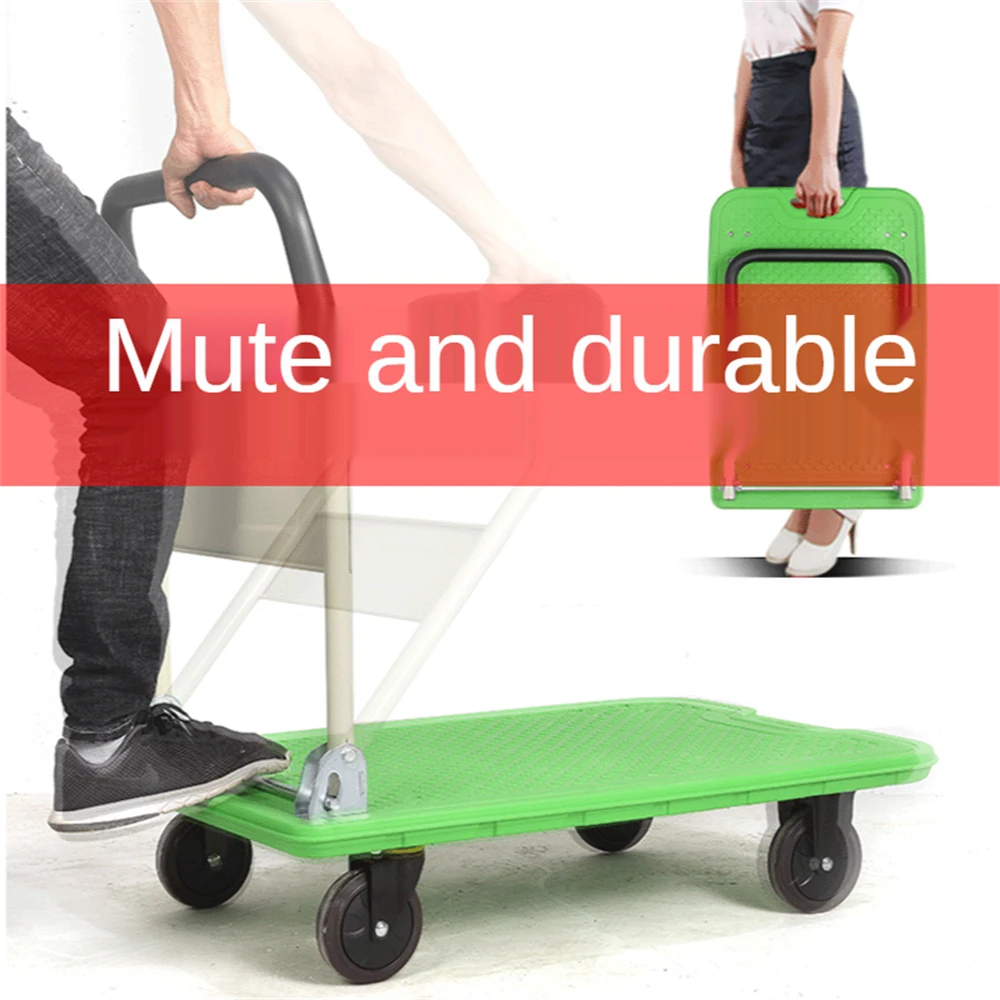 

Folding Hand Truck Portable Trolley Industrial Transportation 245Kg/540Lbs Heavy Duty 7 Removable Wheels Telescoping Handle