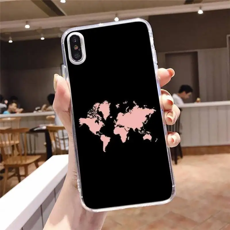 

World Map Travel aircraft Phone Case Transparent soft For iphone 5 5s 5c se 6 6s 7 8 11 12 plus mini x xs xr pro max