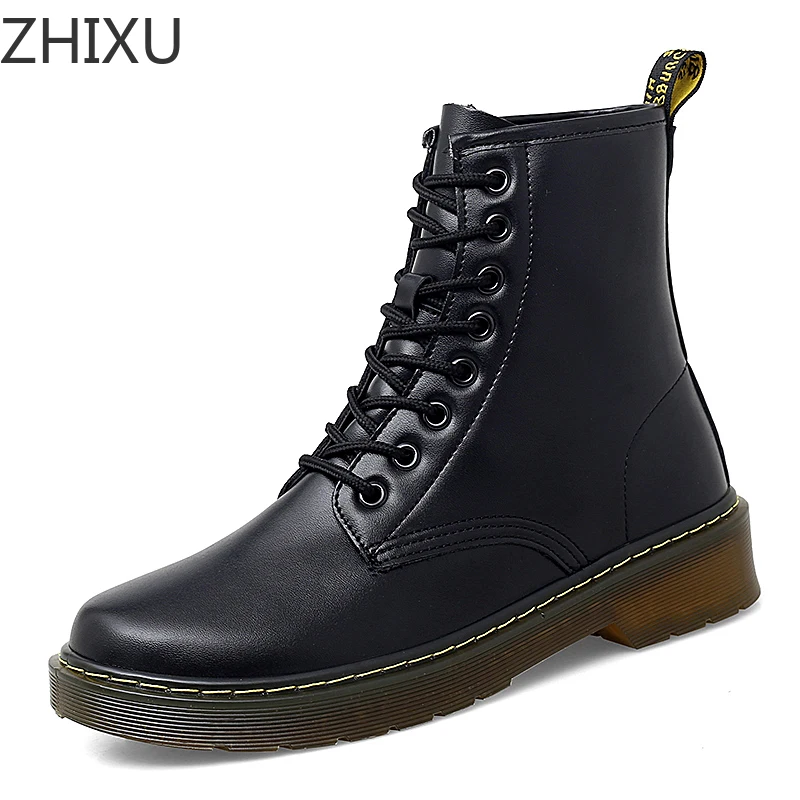 

ZHIXU Women's Martins Leather Boots High Top Fashion Spring Warm Snowshoes Dr. Motorcycle Boots Black Men's Unisex Boots Ankle