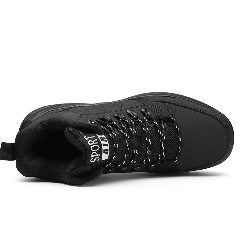 Мужские зимние кожаные ботинки Мужская Рабочая обувь черного цвета Зимние