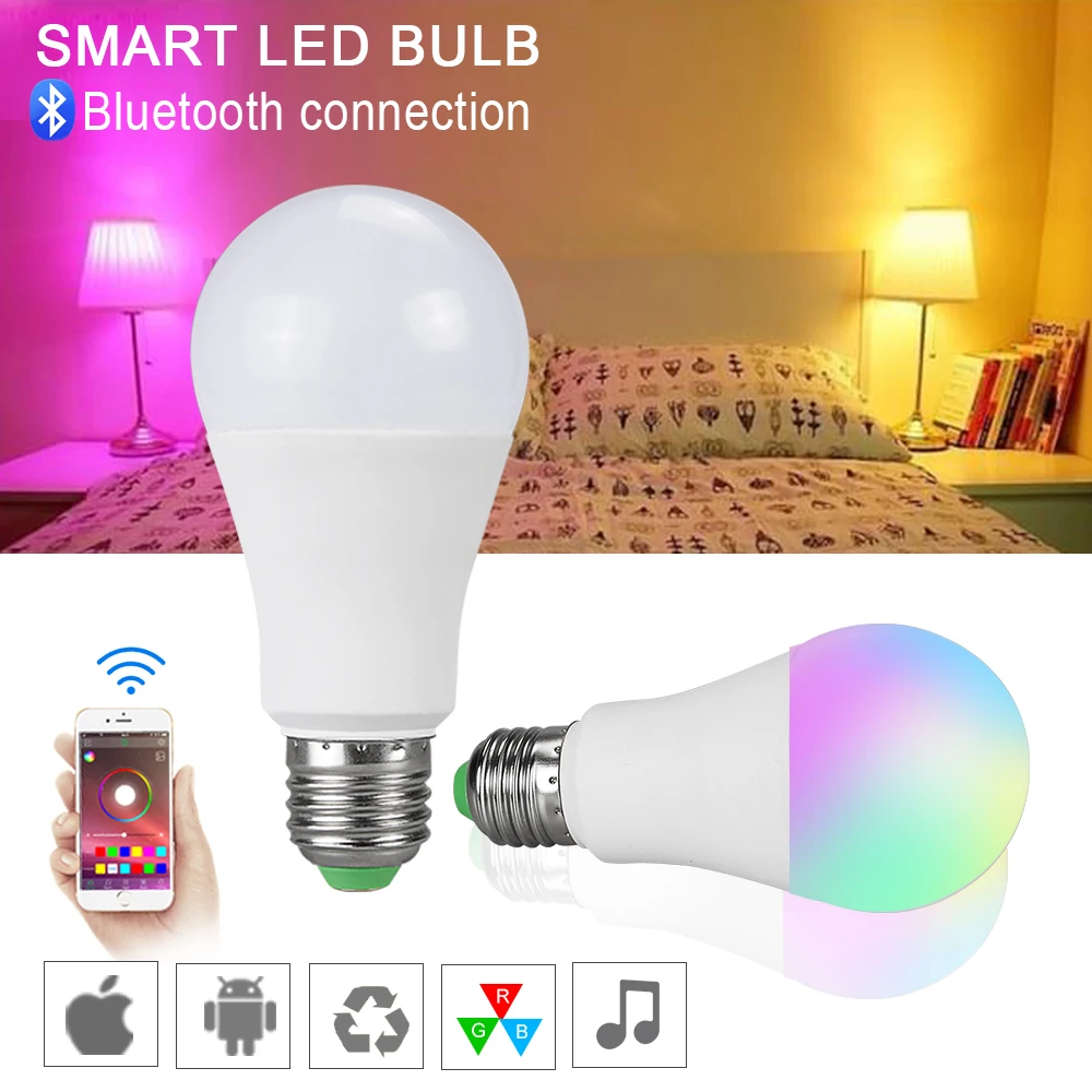 20 режимов затемнения E27 RGB светодиодный смарт-лампа Вт Bluetooth волшебная лампа RGBWW