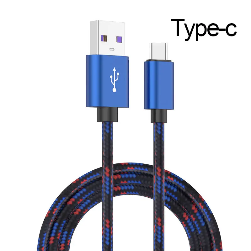 Type-c 5А быстрая зарядка кабель для зарядки данных мобильного телефона фиолетовый прочный с жилами из чистой меди Android iOS type-c Универсальная линия передачи данных - Цвет: Type-c