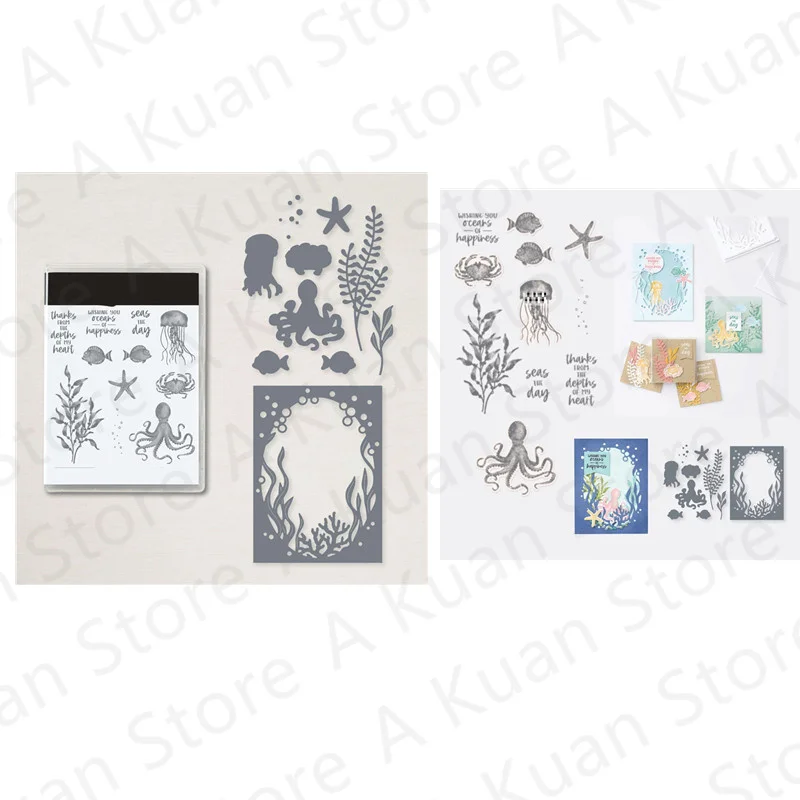 

Seas The Day Metal Cutting Dies And Clear Stamps For Scrapbook Decoration Embossing Template Greeting Card Handmade New Arrival