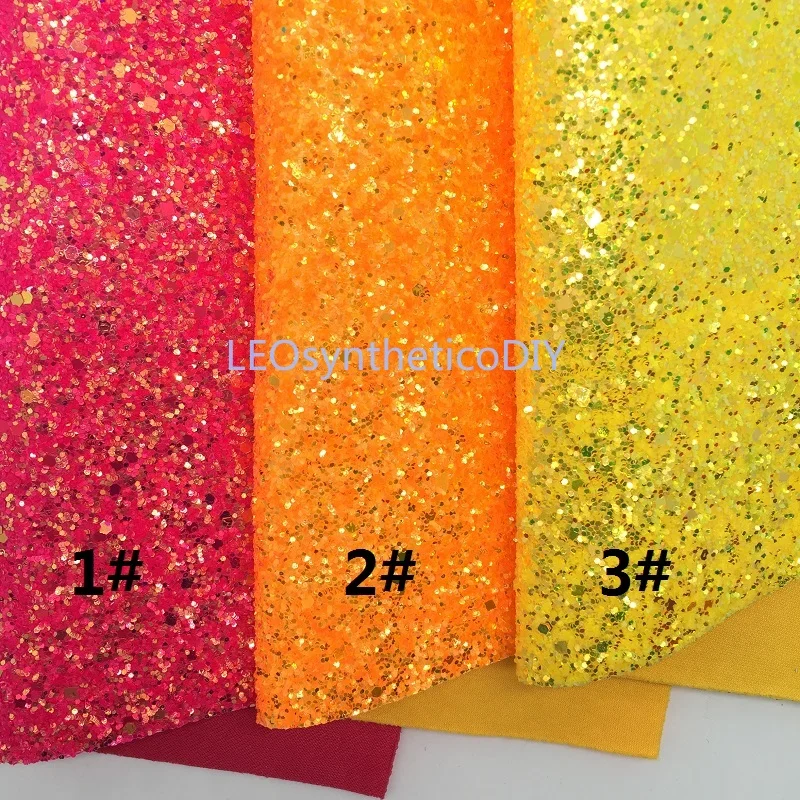 90X134CM Неон Флуо Коренастый Блеск кожа для изготовления бантов аксессуары