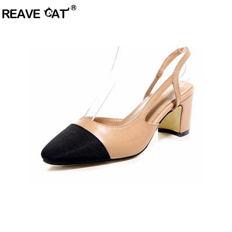 Женские туфли лодочки из натуральной кожи REAVE CAT праздничные свадебные черного и