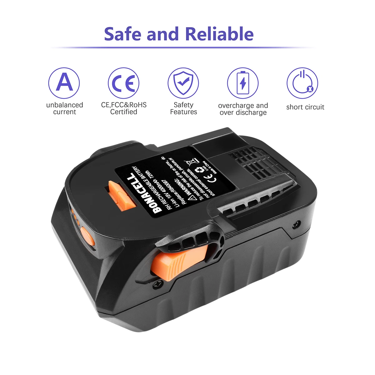 

Bonacell 4000mAh 18V Li-ion Rechargeable Power Tool Battery for RIDGID R840083 R840085 R840086 R840087 Series AEG Series