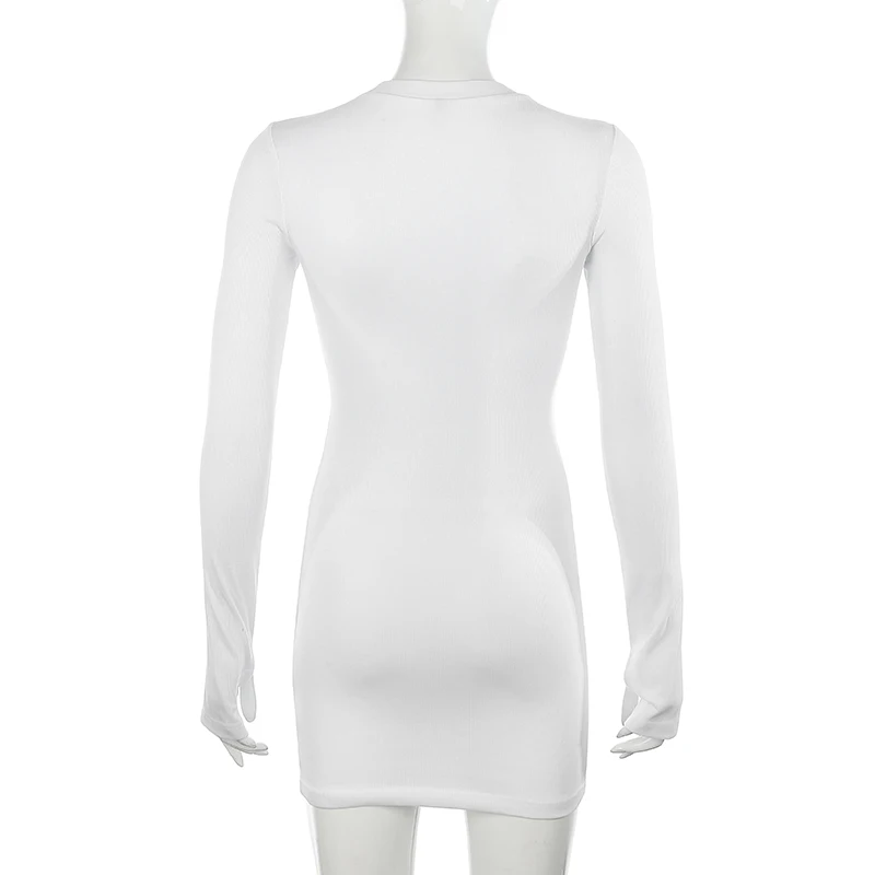 

Autumn Fashion Slim Sexy Party Dress Women Letter Print O Neck Long Sleeve Basic Bodycon Dresses Female Streetwear