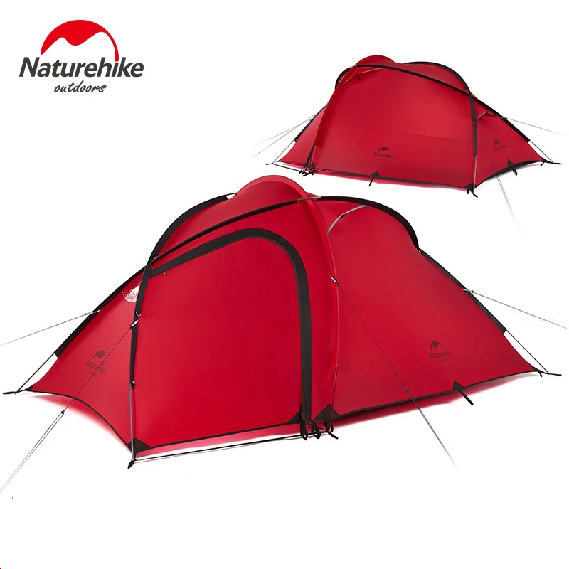 NatureHike Hiby Family Tent 2-3 Person Waterproof Hiking Camping Tents 1 Room One Hall 4 Season 20D Nylon Silicone Tent with Mat