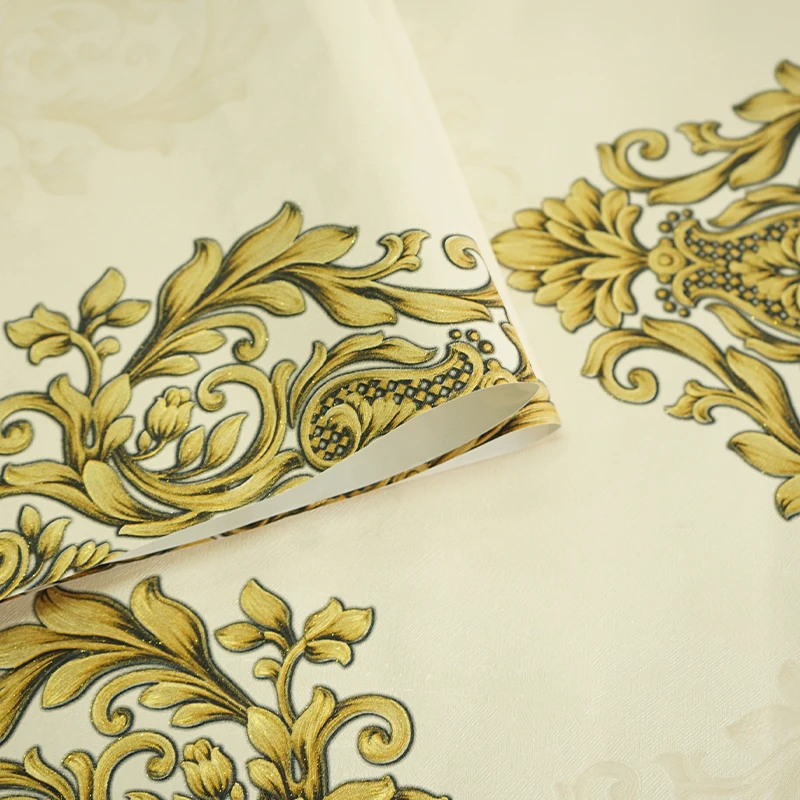 

Non-Self-Adhesive Wallpaper Retro Damascus Pattern Self-stick 3d Stereo Wall Paper Wall Removable Floral Wallpapers 3D Bedroom