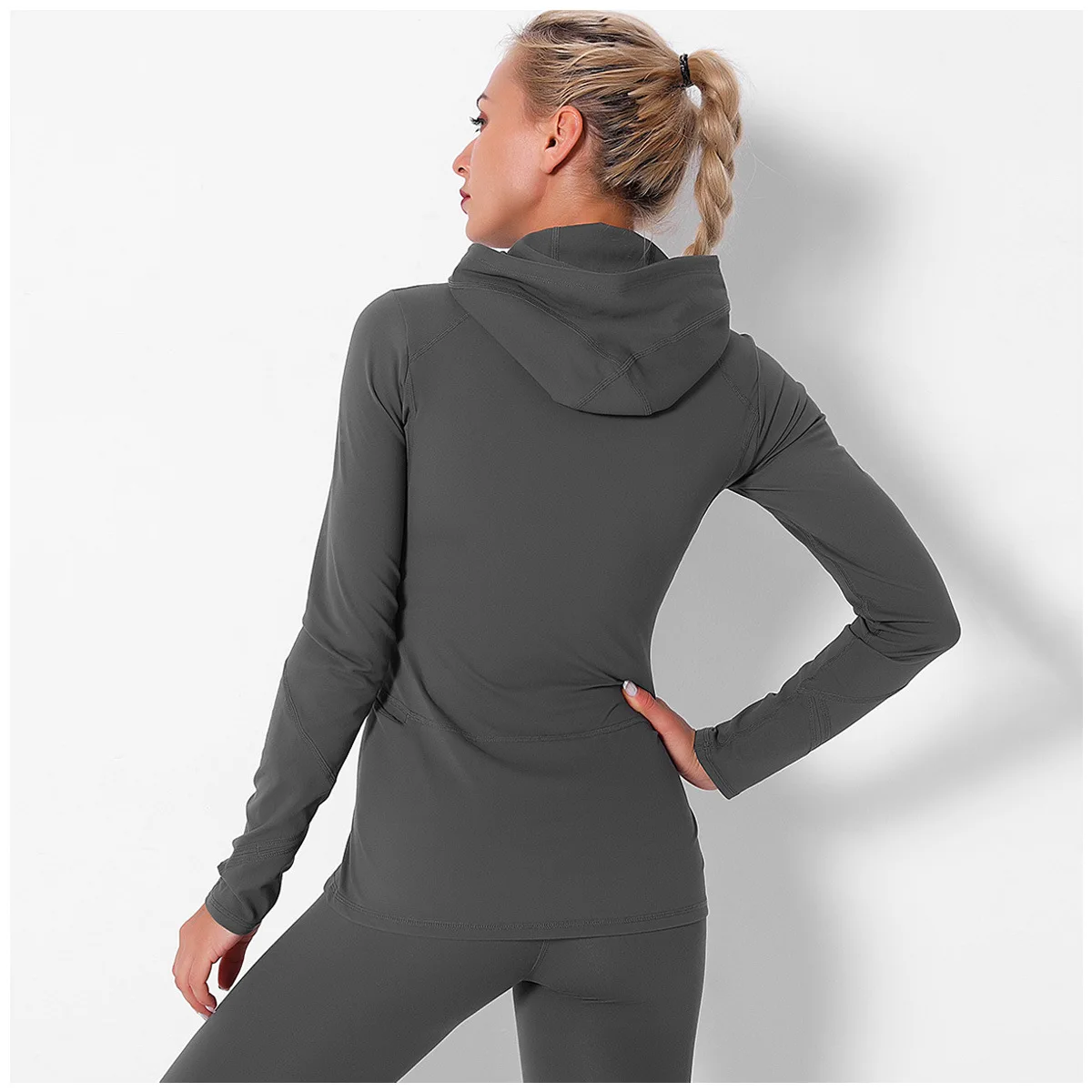 

Pure color sexy sports zipper jacket yoga clothes women quick-drying running fitness long-sleeved top