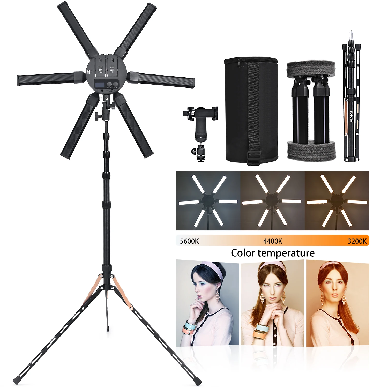 Koop Fosoto 25 Inch Multimedia Extreme Led Video Licht 60W Fotografie Licht Ring Lamp Met Statief Voor Make Youtube Live Broadcast