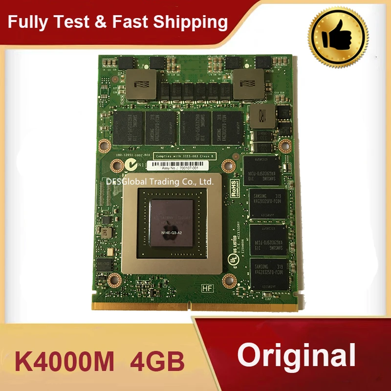 Оригинальный K4000M K 4000 м 4 Гб GDDR5 MXM для M6600 M6700 M6800 ноутбук видеографические карты VGA
