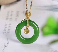 jasper safety buckle pendant female xinjiang hotan jade spinach green pendant with certificate
