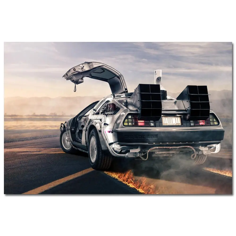 Шелку Back To The Future Delorean DMC 12 автомобиль машина времени настенные художественные