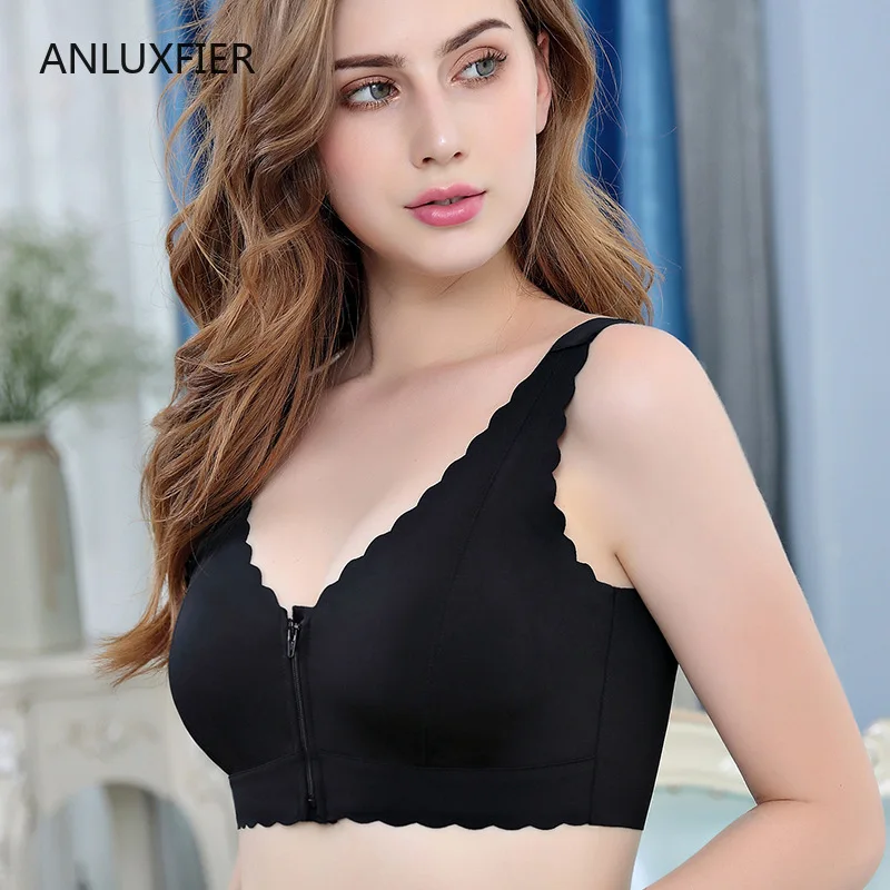 

H9655 Ice Silk Bra Underwear After Breast Cancer Surgery Without Steel Ring Front Zipper Bras Mastectomy Special Bra Lingerie