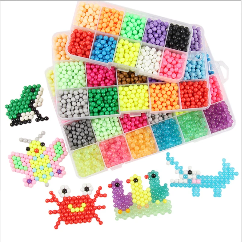 

2021New3000pcs 24colors beads puzzle Crystal color DIY beads water spray set ball games 3D handmade magic toys for children Gift
