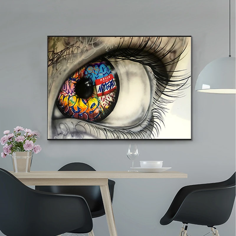 Граффити Big Eye художественные модульные плакаты и принты на холсте картина стену