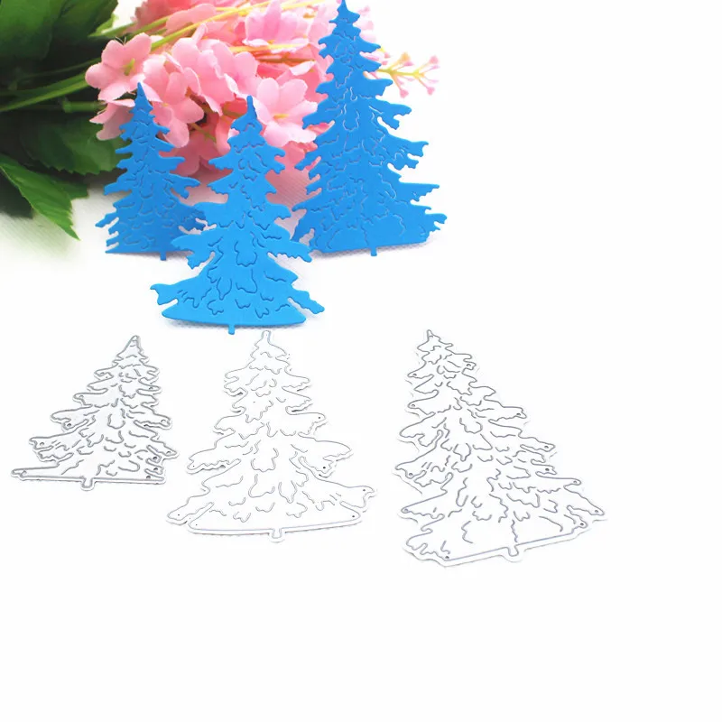 

Reunion Christmas Trees 3Pc Pine Metal Cutting Dies Xmas Stencil for Scrapbooking Die Cuts Cutting Embossing Template Craft Dies