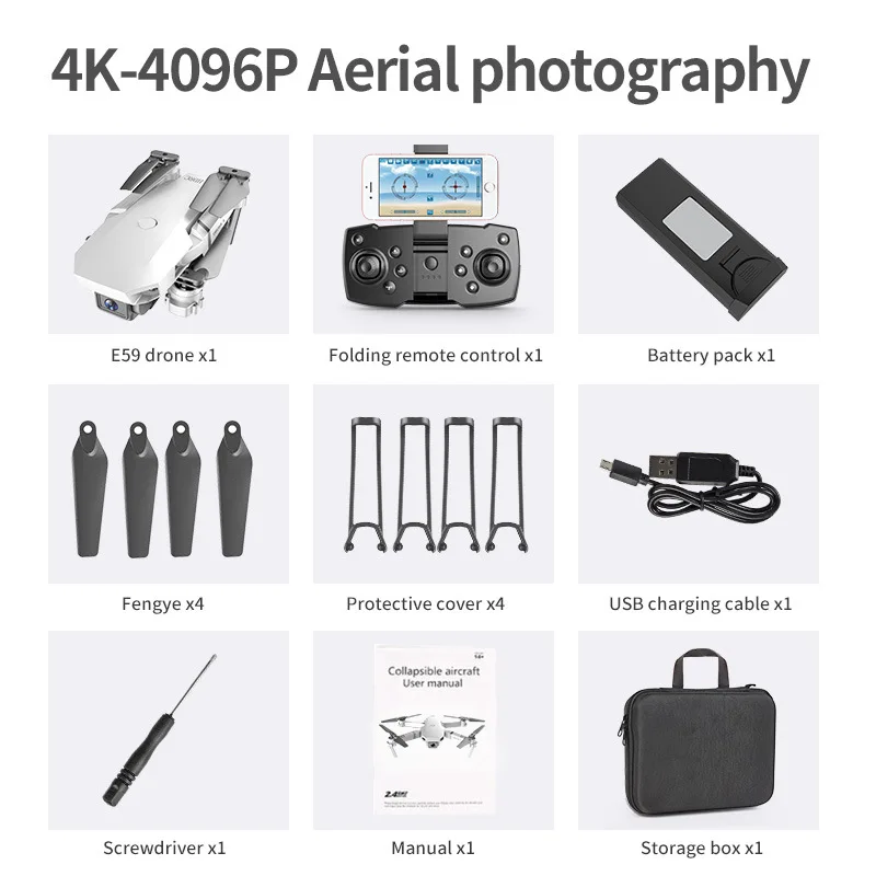 EBOYU E59 2 4 ГГц дрона с дистанционным управлением Wi-Fi FPV 4K HD Камера удержания высоты