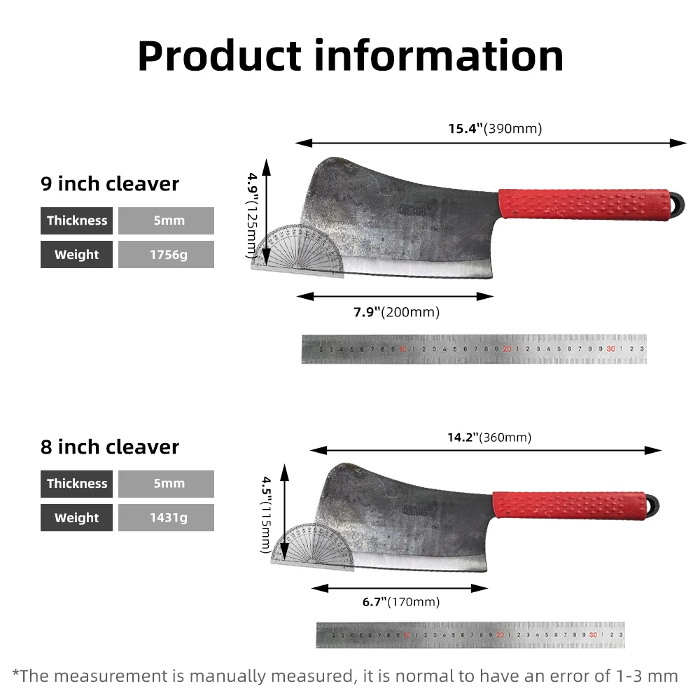 

Qing 8"kitchen Utility Knives Chinese Handmade Cleaver Slicing Utility Knives Tool Outdoor Cooking Cutter Meat Butcher Gadgets