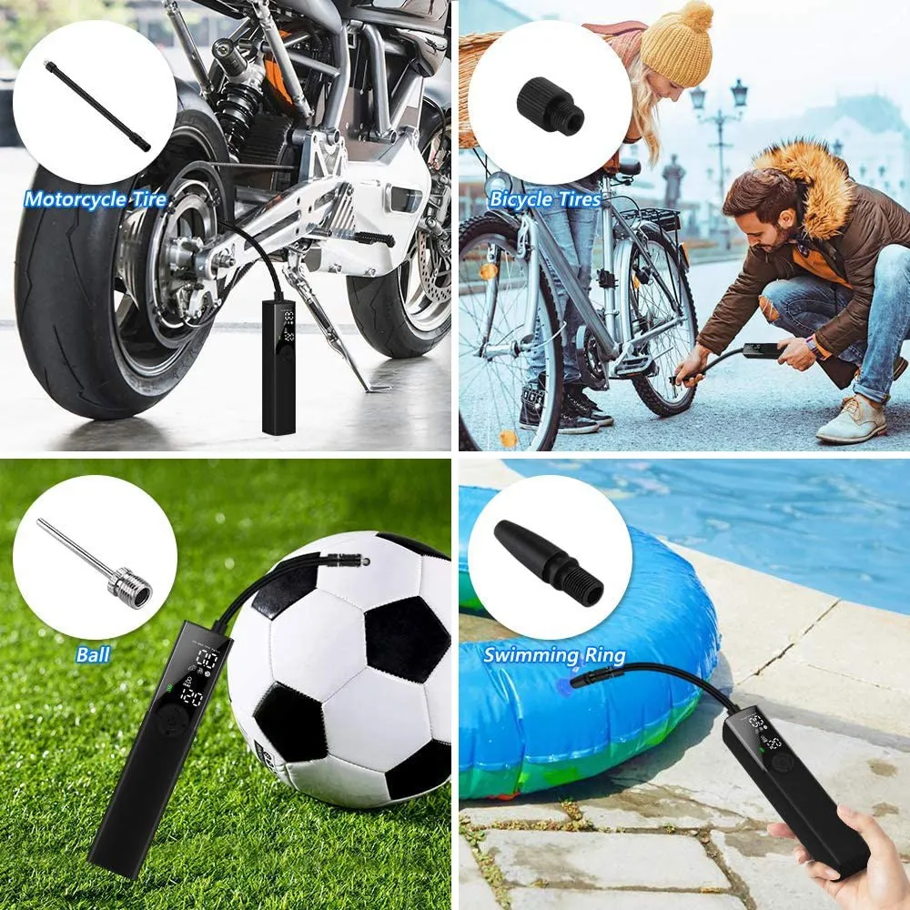 

Portable Air Compressor LED Digital Mini Air Inflator 120PSI Hand Pump for Motorcycle Bicycle Ball Swim Ring