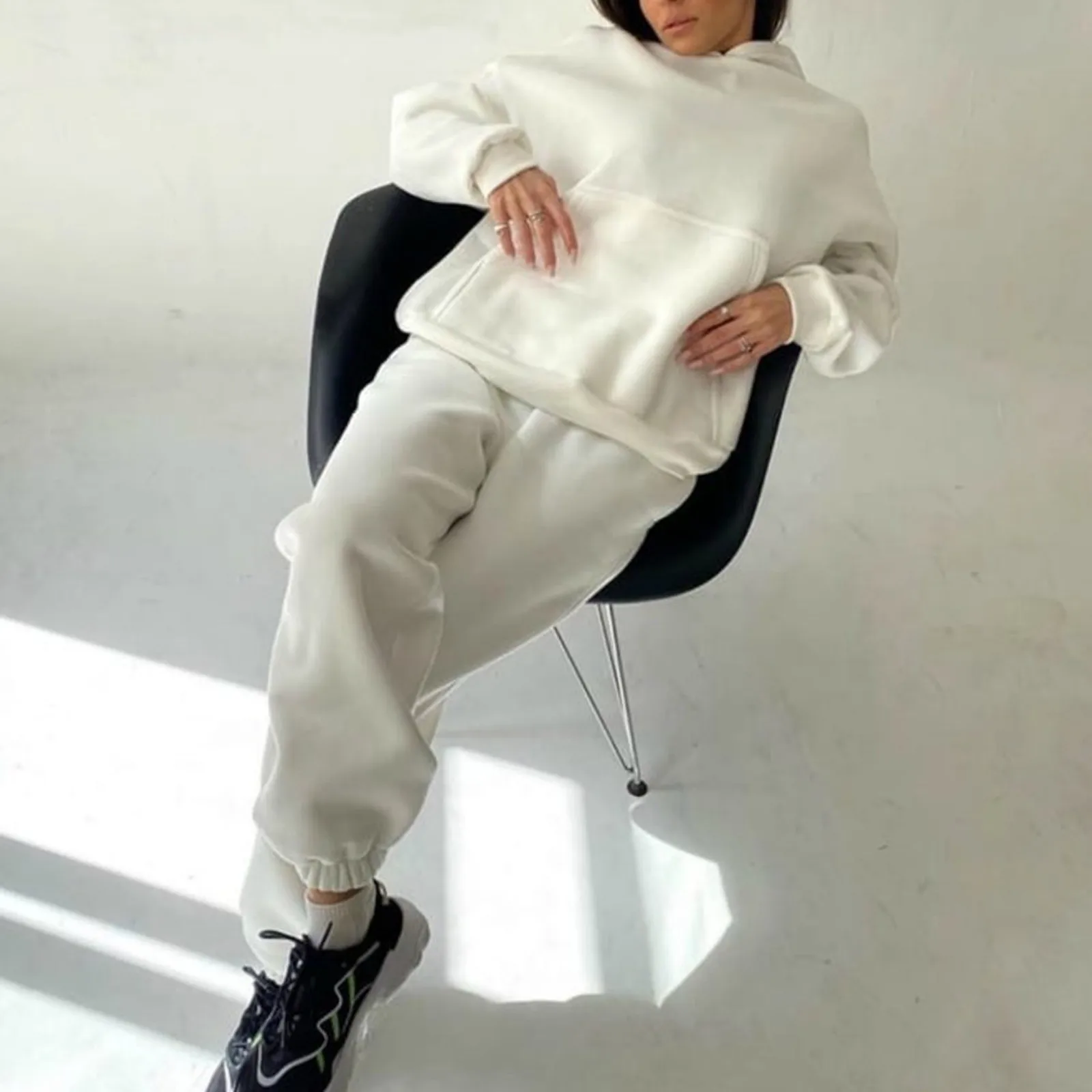 Women's Casual Solid Color Long Sleeved Hoodie Trousers Sweatershirt Sports Suit Las Mujeres Sweetshirts Спортивный Костюм Женск