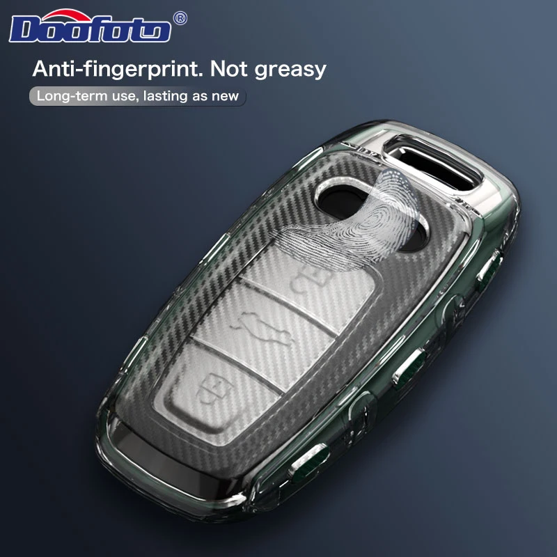 

TPU Carbon Fiber Pattern Car Key Case Cover For Audi A6 C8 A7 A8 Q8 2018 2019 auto Interior Accessories Car-styling shell bag