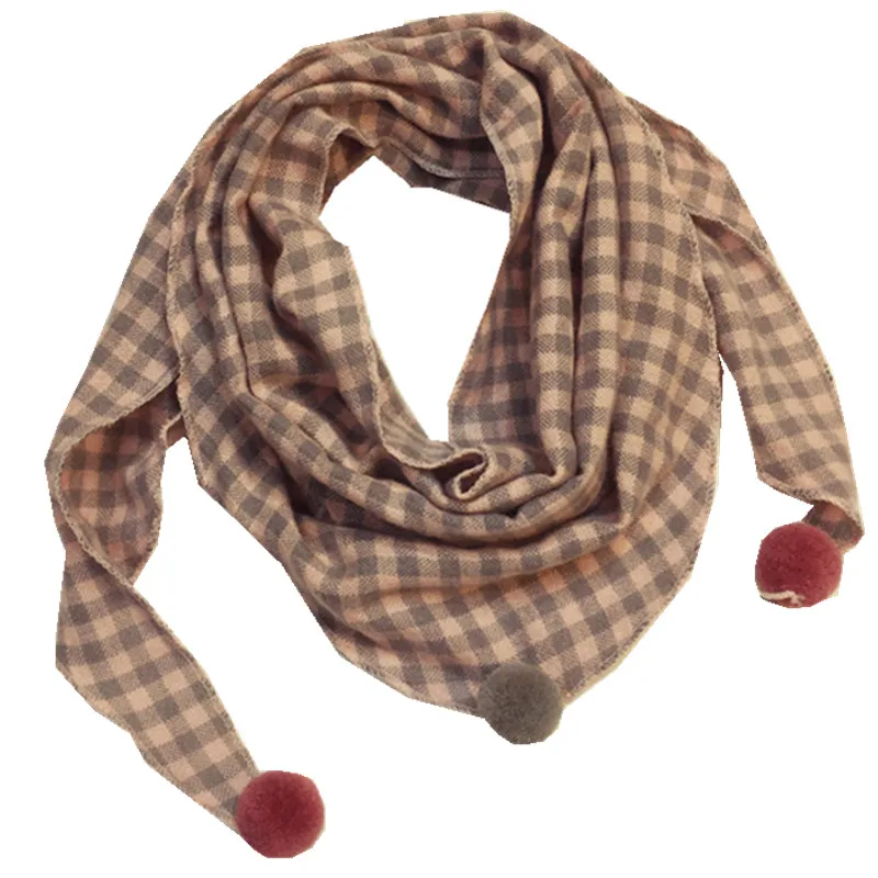 light pink gray grid Новинка года; сезон весна-осень; треугольные шарфы для мальчиков и девочек; хлопковый и льняной шарф для мальчиков и девочек; нагрудник малыша; детская одежда на шею; Детский шарф - Цвет: light pink gray grid