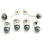 Элегантные гематитовые камни, запонки и шпильки для смокинга для мужчин, аксессуары для рубашек