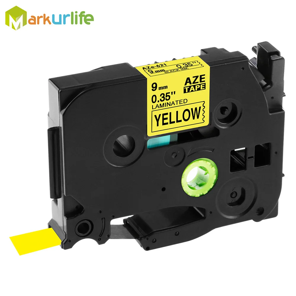 9 мм лента для маркировки TZe 621 черный на желтом цвете ламинированная этикетка Tze621