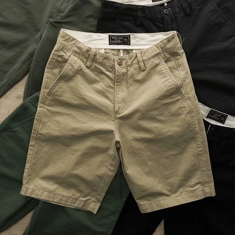 

Summer texture washed men's new casual shorts Tide men's pure cotton color plus size Joker Slim tooling five points