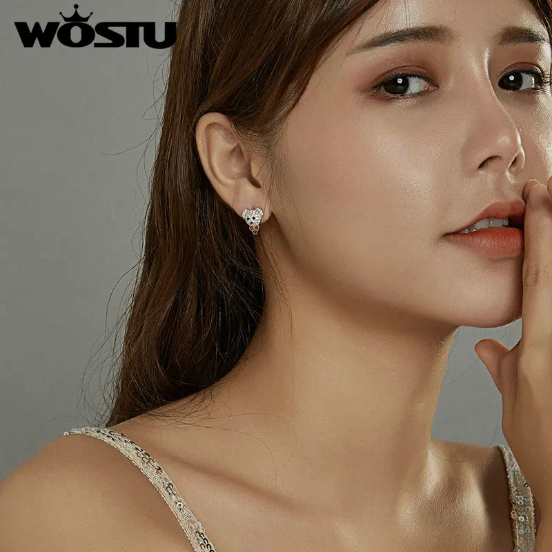 Женские серьги-гвоздики из серебра с фианитами | Украшения и аксессуары