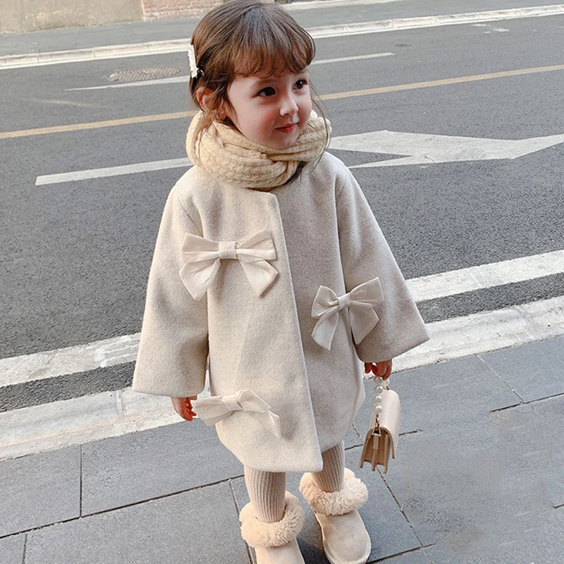 

Girls Baby's Kids Coat Jacket Outwear 2021 Bow Thicken Warm Winter Autumn Overcoat CardiganFormal Children's Clothing
