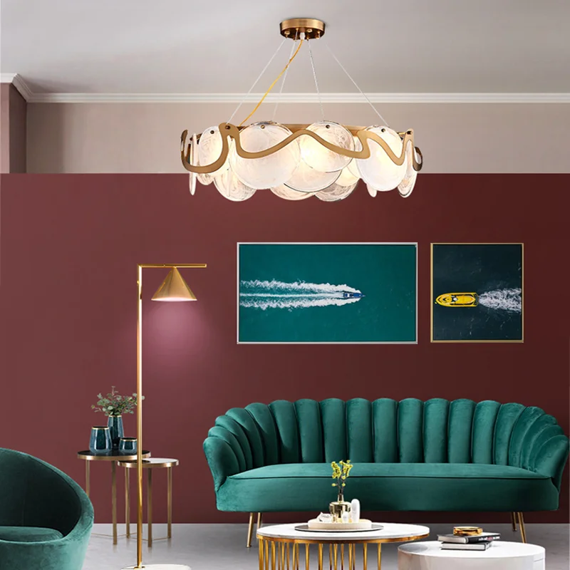 Postmodern chandelier light luxury living room simple glass bedroom dining Nordic creative personality bar crystal li | Лампы и