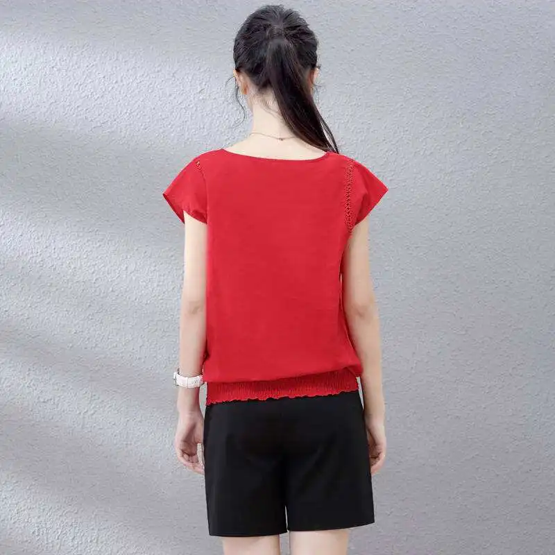 

2020 Women red Shirt red 8 Style Cotton Shirt Short Sleeve