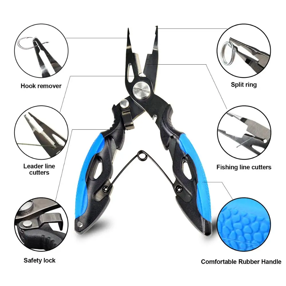 Рыболовные плоскогубцы из нержавеющей стали с ремешком для рыбалки и удаления