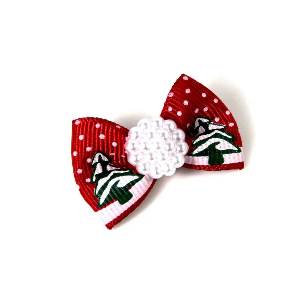 Рождественский стиль собачки органза лента для волос собачка Мода бант кольцо