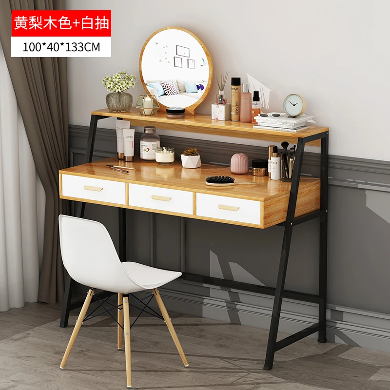 

Makeup Vanity Table with Mirror Dressers for Bedroom Shelf Cosmetic Home Dressing 3 Drawers Multifunctional