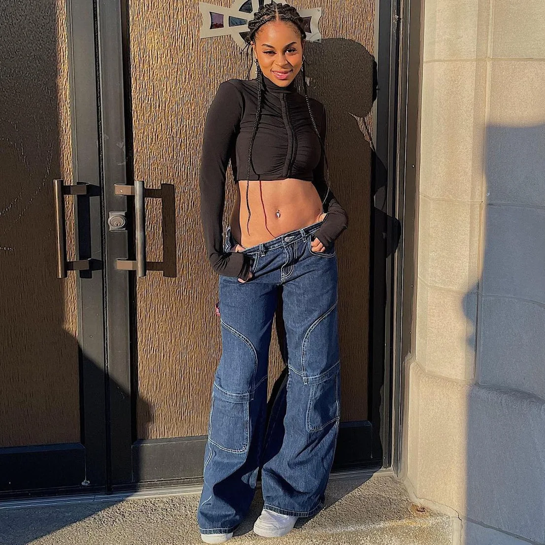 Свободные женские джинсы с широкими штанинами Y2K мешковатые низкой посадкой