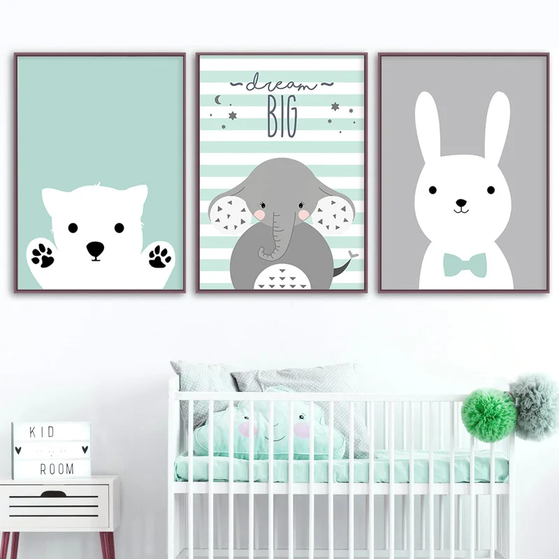 Kawaii детская Настенная картина для детской комнаты холст плакат печать