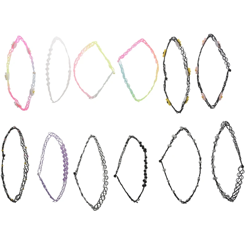 

12PCS Necklace Gothic Henna Tattoo Stretch Elastic Jewelry Value Pack