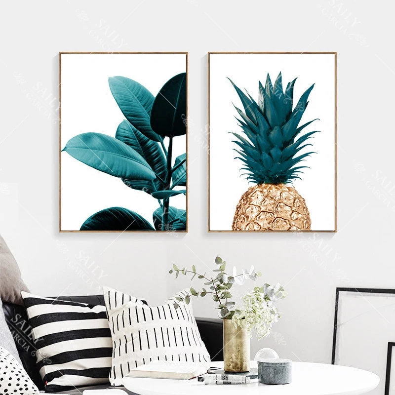 Декор для дома в скандинавском стиле плакат с зелеными растениями ананасами
