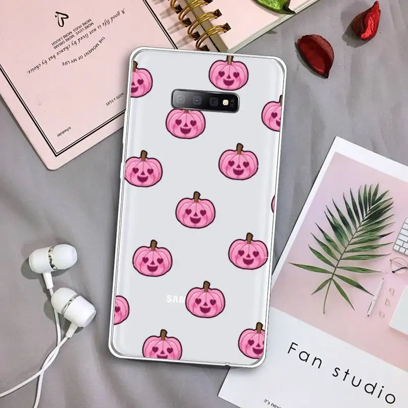 

pumpkin Fallen leaves Phone Case Transparent For Samsung Galaxy A 71 21s S note 8 9 10 plus 20 ultra