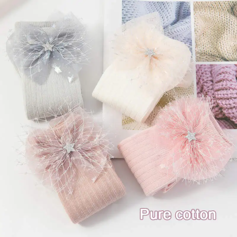 

Balleenshiny Children Big Bow Knee High Socks Lovely Princess Baby Socks Infant Toddler Leg Warmer Newborn Baby Accessories