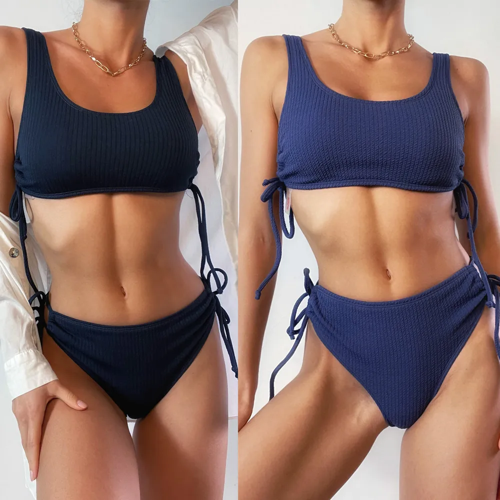 

Pure color strap sexy swimsuit 2021 summer new fashion women's swimsuit split suit ladies bikini beach women's clothing
