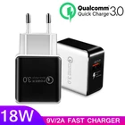 Зарядное устройство QC 3,0, быстрая зарядка USB для iphone 7 8, портативное зарядное устройство переменного тока для Samsung, Xiaomi, адаптер для зарядки стандарта ЕС, США