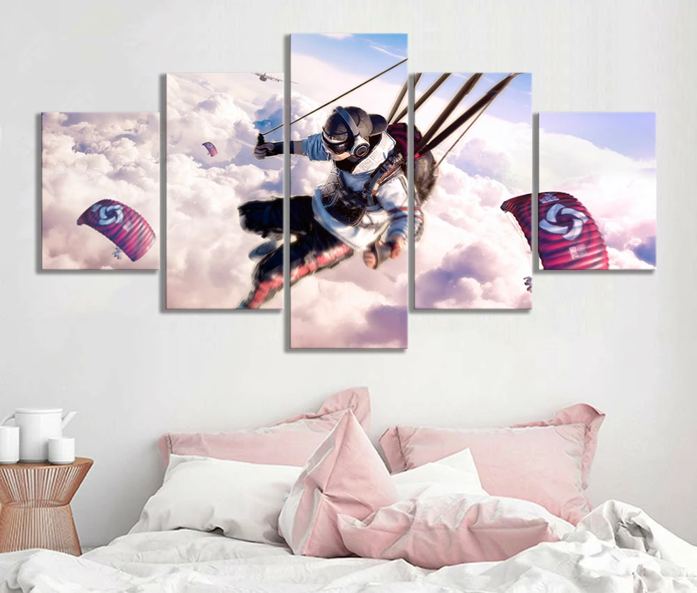 Игровой постер Pubg с парашютной кожей чемпионата художественные картины на