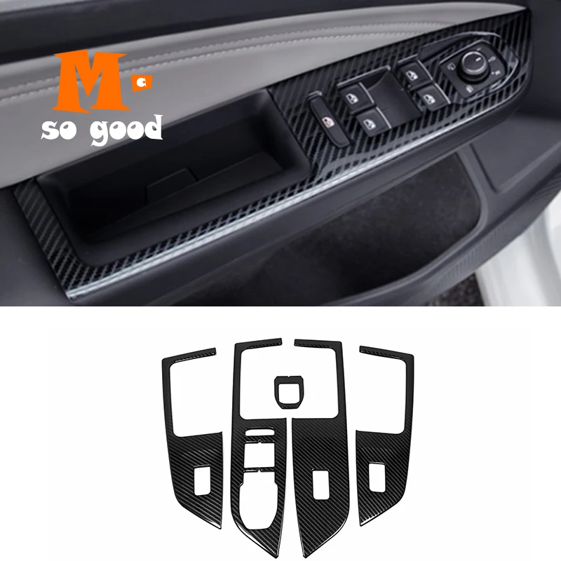 

For Volkswagen VW Golf 8 MK8 2020 2021 Car Accessories LHD Window Armrest Glass Lift switch control panel Stainless Carbon 4pcs