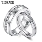 Титановое кольцо TIGRADE для женщин и мужчин, роскошное обручальное кольцо с кубическим цирконием, серебристого цвета, с кристаллами, 1 шт., 46 мм